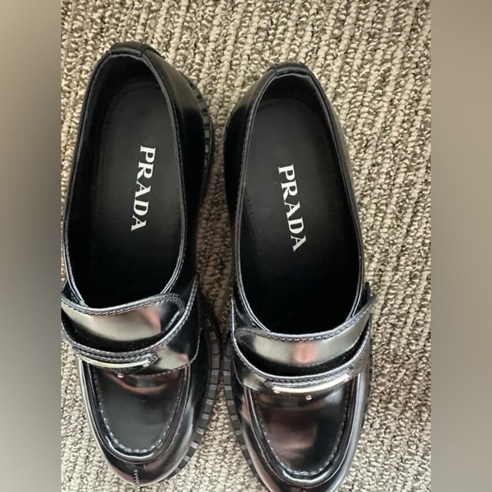 Prada Black Chunky Platform Loafers - Picture 2 of 3